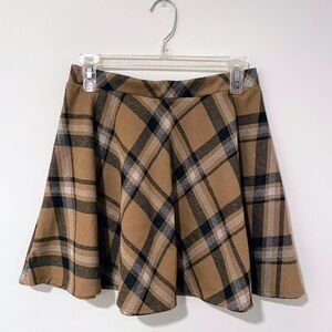 Windsor Tan and Black Plaid Skater Skirt